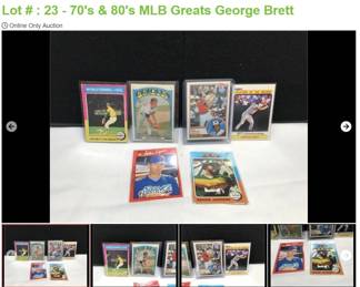 Lot # : 23 - 70's & 80's MLB Greats George Brett
All in Sleeves - Rollie Fingers, Reggie Jackson, George Brett, Cal Ripken, Jim Palmer and Nolan Ryan .