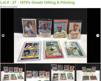 Lot # : 27 - 1970's Greats Hitting & Pitching
All in Sleeves - Bob Gibson, George Forster, Carlton Fisk, Frank Robinson, Lou Brock and Rod Carew .