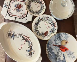 Lenox trivet, dessert plates, lidded casserole, oval casserole