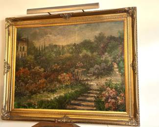 European English Garden Oil Painting