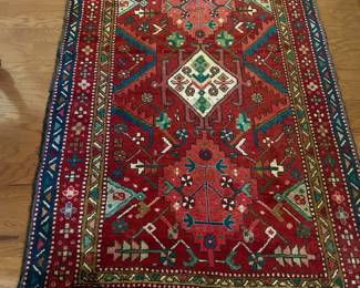 Hand Knotted Rug Persian Heriz, 4'1" x 5' 7"