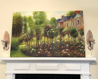 English Garden Painting 37 x 57 Inches