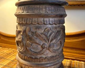 Carved Wooden Jar