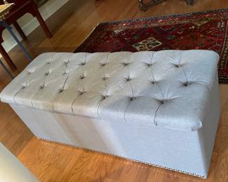 Gray Upholstered Storage Ottoman