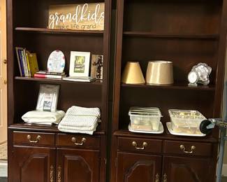 Mahogany Lighted Bookcases