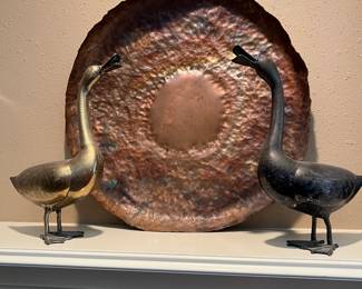 Handmade Copper Bowl & Brass Ducks
