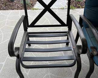 Pair of Metal patio chairs with cushions