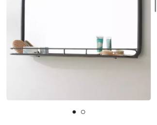 New in box metal mirror with large shelf from shades of light 