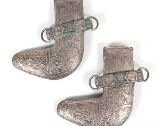 Pair of Jambiya Silver Dagger Scabbards