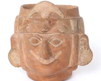 Moche Pottery Portrait Vessel of a Noble Personage