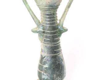 Roman Green Glass Double Handle Unguentarium