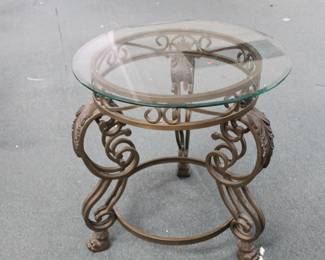 metal end table with glass. Available at Collected Treasures Continued, April 19 and 20