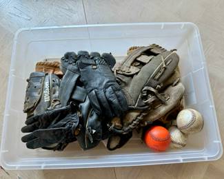 Old baseball gloves