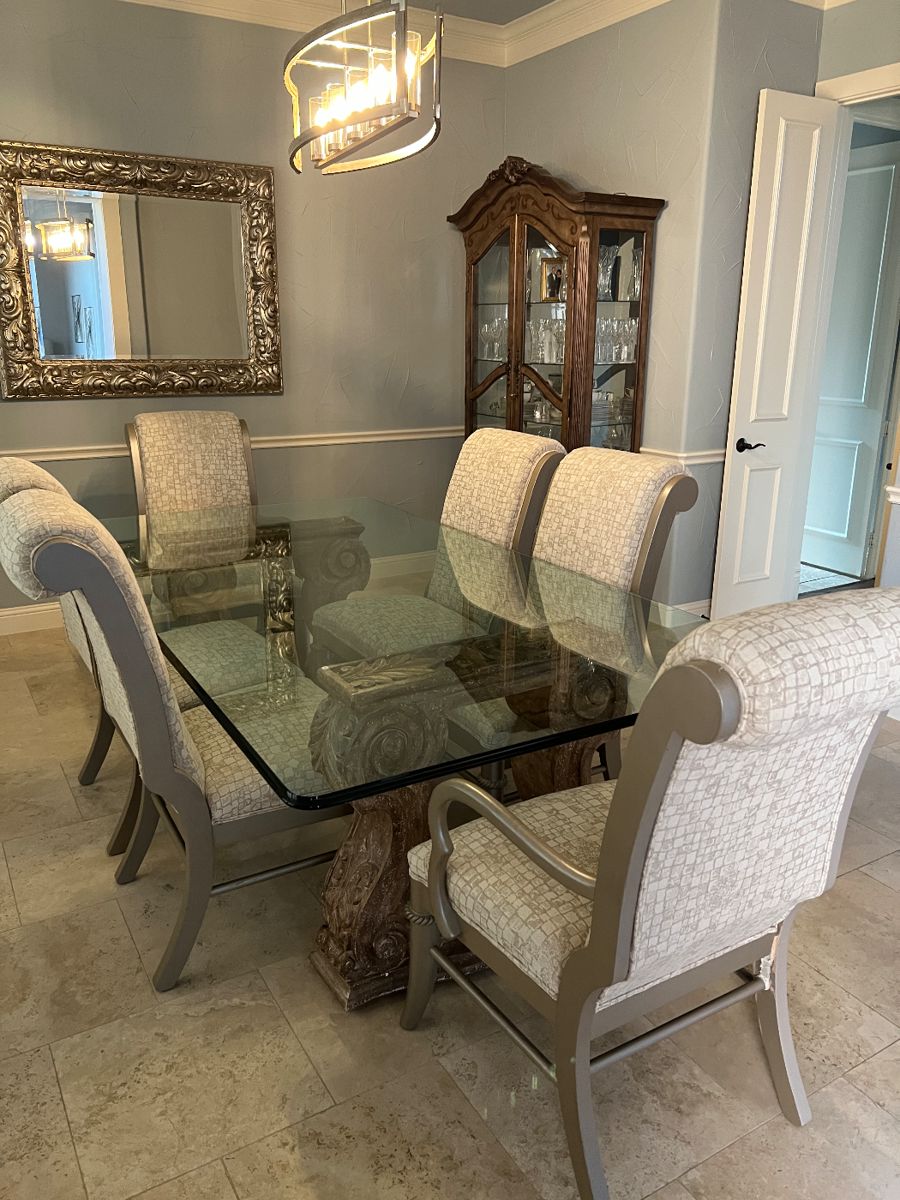Elegant dining room, table, chairs, and China cabinet