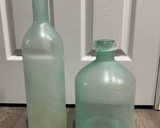 Frosted mint Seaglass type jars