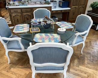 Glass topped table with 4 chairs, nice and sturdy