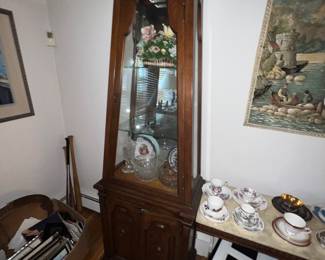 midmodern display cabinets (2) with table