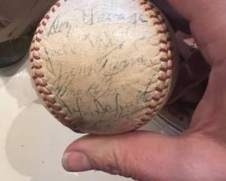 Some very old baseballs with important names Yankees and I think Giants …  inc Don Savage, oh my