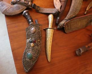  Antique Islamic Arabic or Ottoman JAMBIYA DAGGER khanjar with Jeweled Sheath 