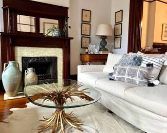 Metal sheath of wheat coffee table...PERFECTION! Lee Industries sofas