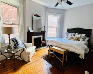 Queen bed, Arhaus dresser, this mirror will make you weep it's so beautiful....