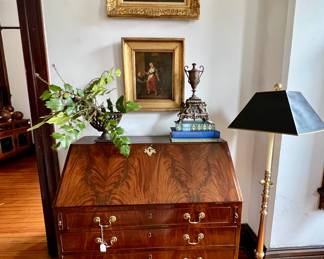 Antique secretary and French oil paintings