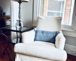 Lee Industries Slipcovered swivel chair 