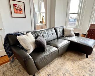 Italian Leather sectional- gray