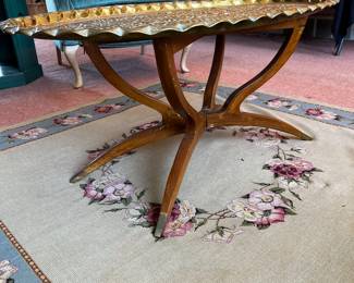Vintage Mid Century Oval Brass Spider Leg Tray Table