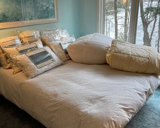 Newer Down comforters, duvet covers and pillows. Down alternative too!