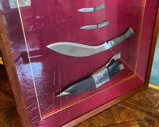 Military kukri knife display