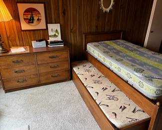 Mid Century Trundle Bed and matching Chest of Drawers