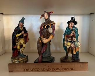 C33 - Royal Doulton left to right. $25 "The Pied Piper". $40 "The Jester".  $40  "The Mask Seller". No issues noted.