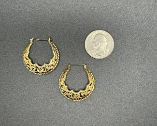 J13 - $350. Pair of Gold Hoops. 