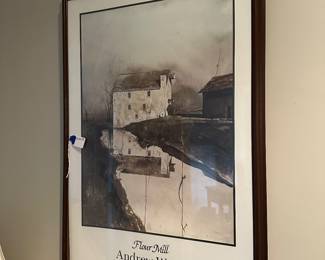 C109 - $30. Andrew Wyeth "Flour Mill" Framed Poster. Measures 