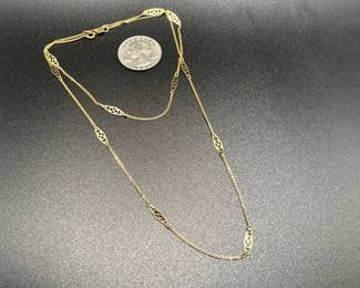 J23 - $160. 24" gold necklace. 14 kt gold. 