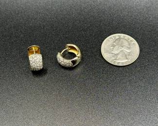 J17 - $350. 14 kt gold Huggies PAVE earrings. 