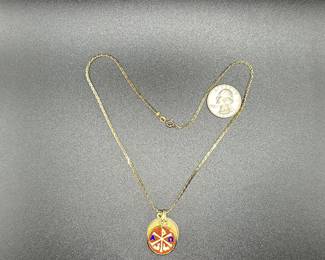 J9 - $550. 16" gold chain. 14 kt gold. 