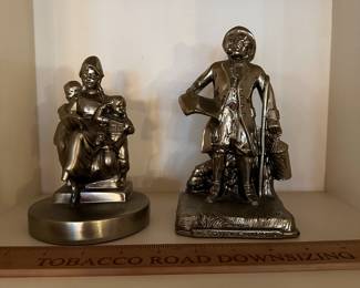 C41 - Left to Right. $15 "The Colonial Mother" P. M. Craftsman single bookend. $15 "The Town Crier" single bookend. 