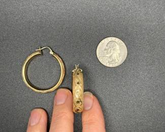 J11 - $450. 1.25" gold hoops. 14 kt gold. 