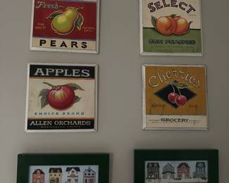 C105 - $20 - Set of 4 Fruit Prints. $10 Pair of prints bottom row. 