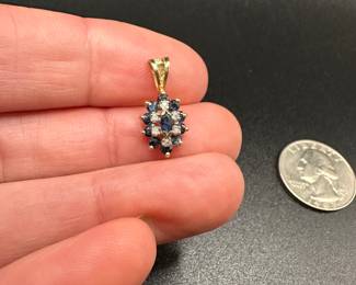 J29 - $50. 14kt necklace pendant. Diamonds and probably Sapphires. 