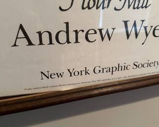 C109 - $30. Andrew Wyeth "Flour Mill" Framed Poster. Measures 