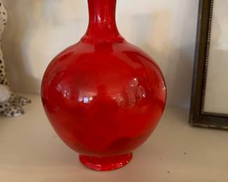C48 - $25. Red Pottery Vase - no issues noted. Signed M-?