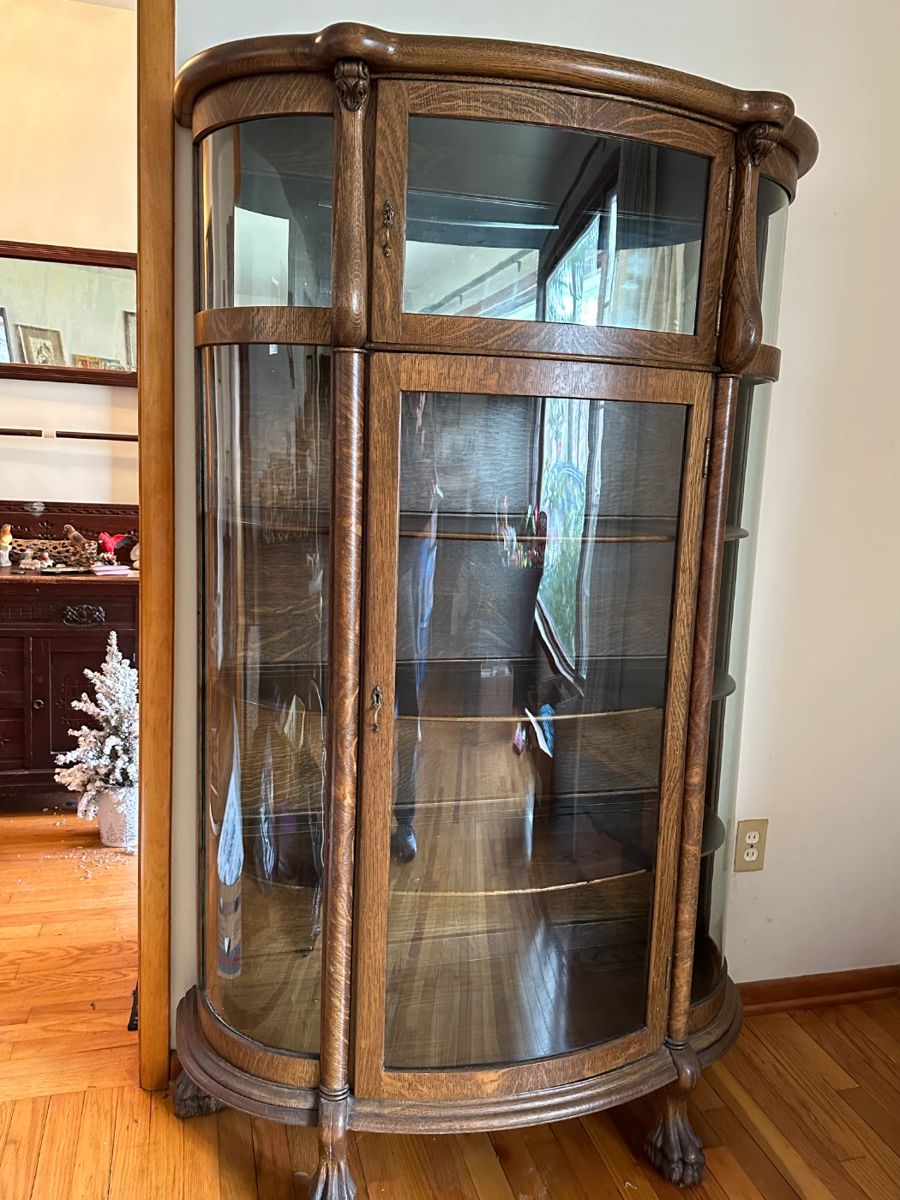Antique Wood Display Cabinet 
