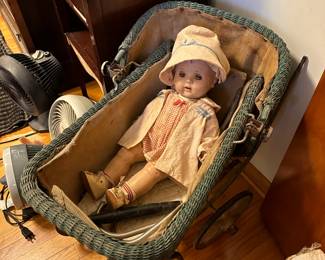 Antique Doll and Carriage 