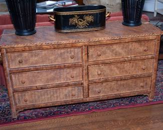 Wicker over wood chest