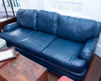 Handsome contemporary Sherrill leather sofa