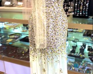 Gorgeous hand beaded vintage dress with scarf.  