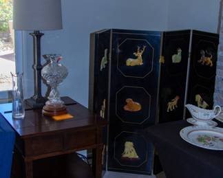 End table, ornate room divider